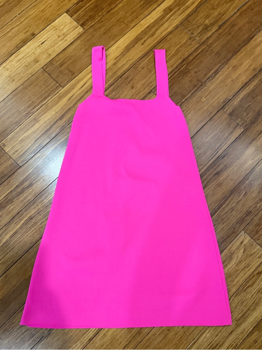 NWOT ZARA Hot Pink Square-Neck Knit Mini Dress